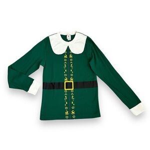 Hanna Andersson Elf Pajama TOP ONLY Christmas Green Organic Cotton Unisex 12/14